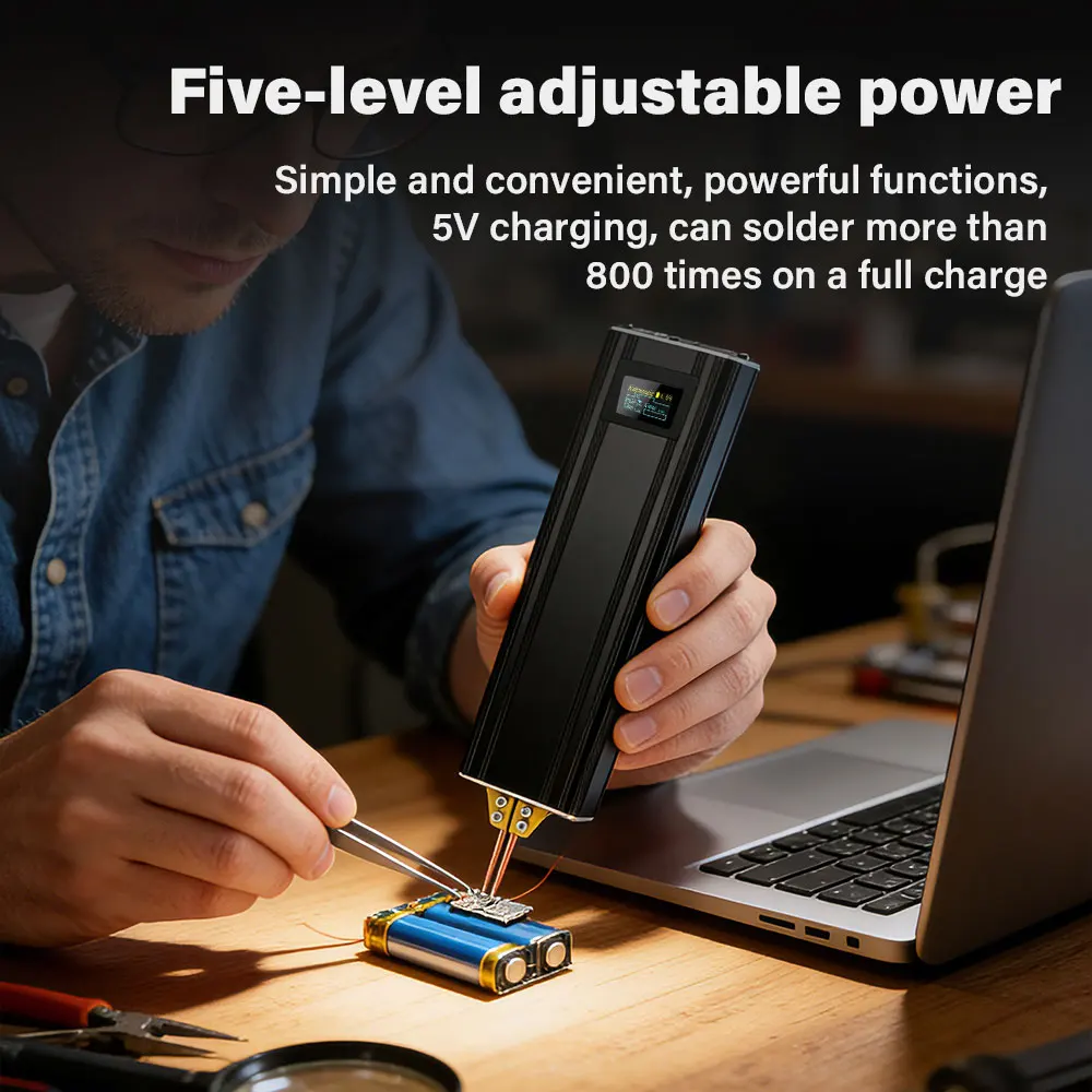 Handheld 80 Gears Spot Welder with Digital Display Upgraded Mini Portable Spot Welder Welding Nickel Sheets 0.1-0.2mm