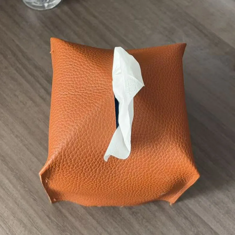 Tissue Box Cover Square Decorative PU Leather Holder Modern Tissue Case Facial Paper Organizer Dispenser For Bathroom Countertop - view 5