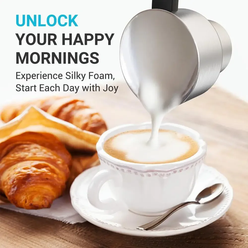 Mousseur à lait et vapeur électrique 14 en 1 avec fonction mémoire, chauffe-lait automatique, chauffage par induction, facile à nettoyer, silencieux, standardisation pour les touristes