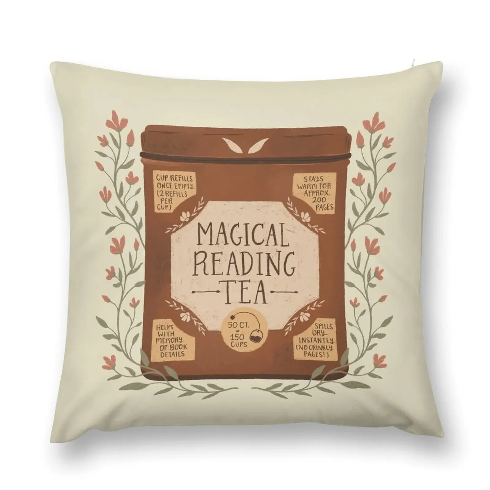 Magical Reading Tea Throw Pillow Sofa Cushions Cover Pillow Case Christmas Pillow Cases