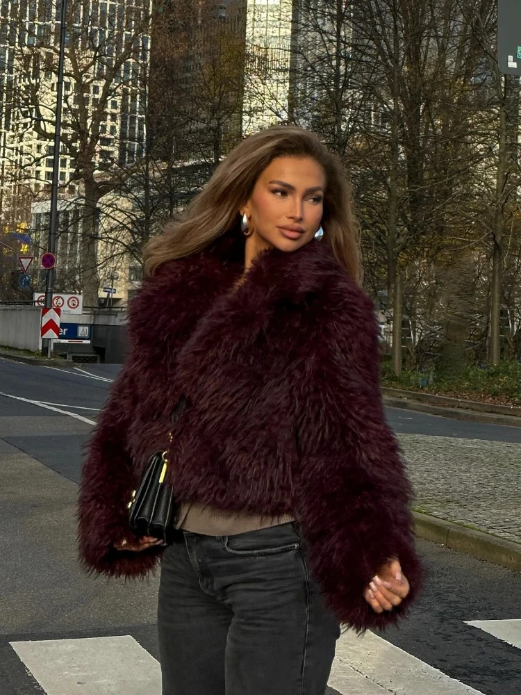 2024 New Chic Warm Fluffy Faux Fur Coats For Women Elegant Lapel Long Sleeve Cardigan Jackets Female Fashion Winter Streetwear ﻿