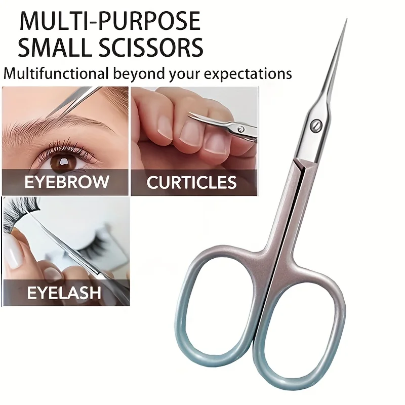 Precision Curved Scissors for Eyebrows & Nails - Anti-Slip, Odor-Free, Sharp Blades for Grooming & Makeup