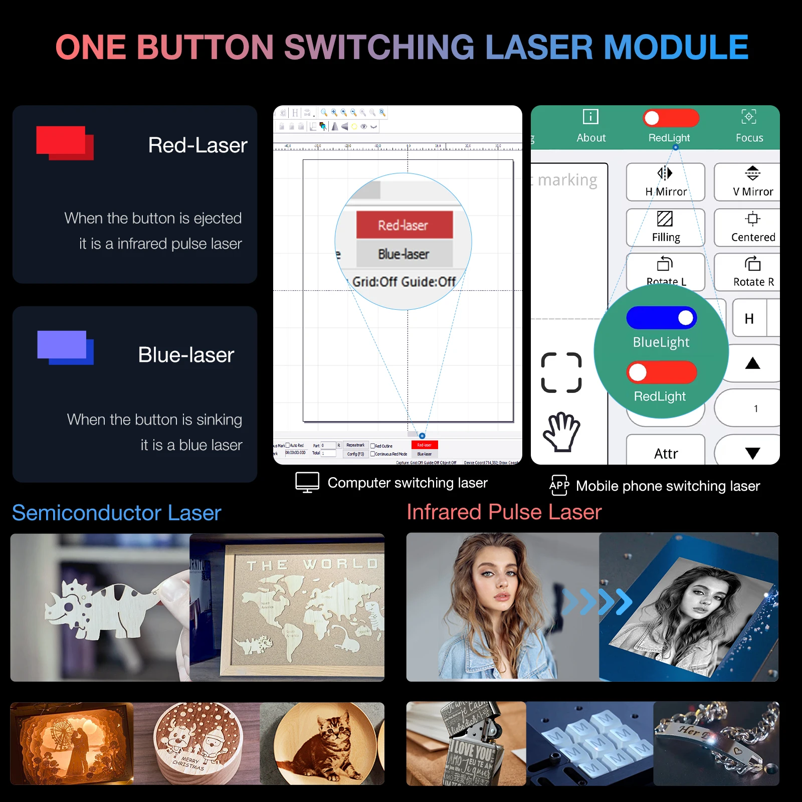 MR.CARVE M4 Double-optical All-material optical Fiber Marking Machine Portable Desktop Metal Engraving Machine