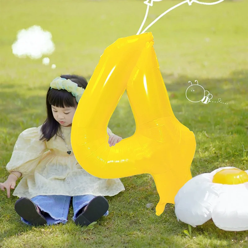 40inch Large Size Digital Foil Balloon Yellow Number 0 1 2 3 4 5 6 7 8 9 Balloons Birthday Party Festival Anniversary Decoration