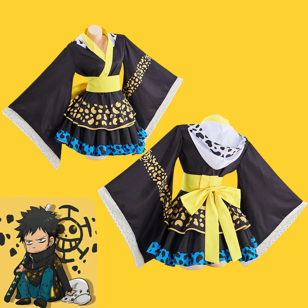 ترافالغار تأثيري القانون زي المرأة فانتازيا ثوب الكيمونو الياباني لوليتا فستان البدلة هالوين كرنفال كوميك كون تمويه الكابتن