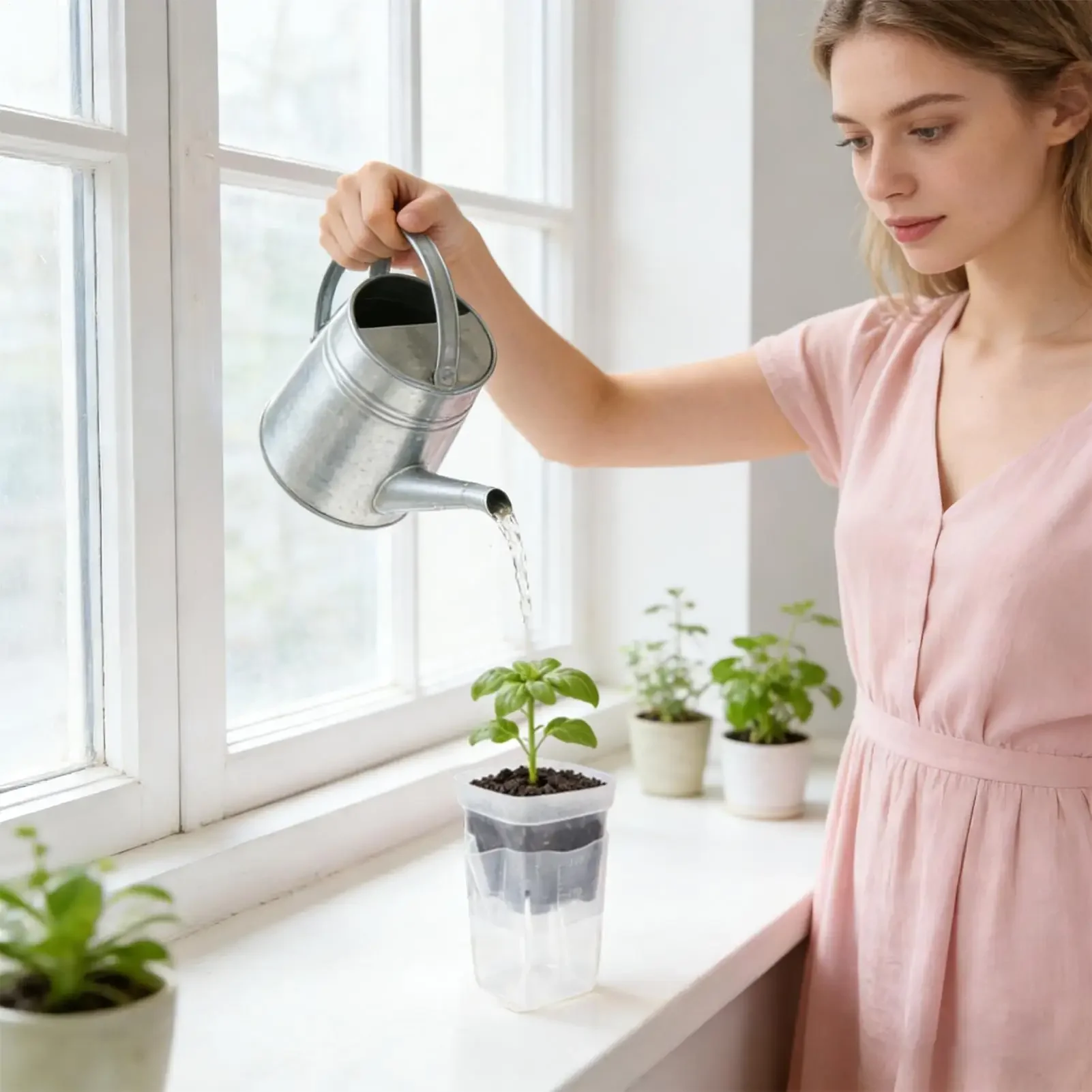 Clear Self Watering Pots 12 Pieces Clear Indoor Planter 2 Inch Nursery Pots with Humidity Dome Adjustable Vent and 150ml
