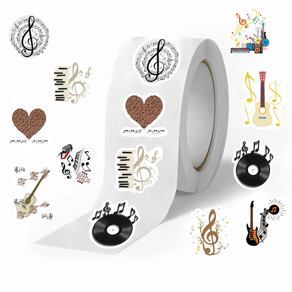 Cartoon Vinyl Record Series Roll Stickers (500 Pcs/Roll) PVC Decor for Handmade Crafts Device Embellishment LanLanStickersWorld