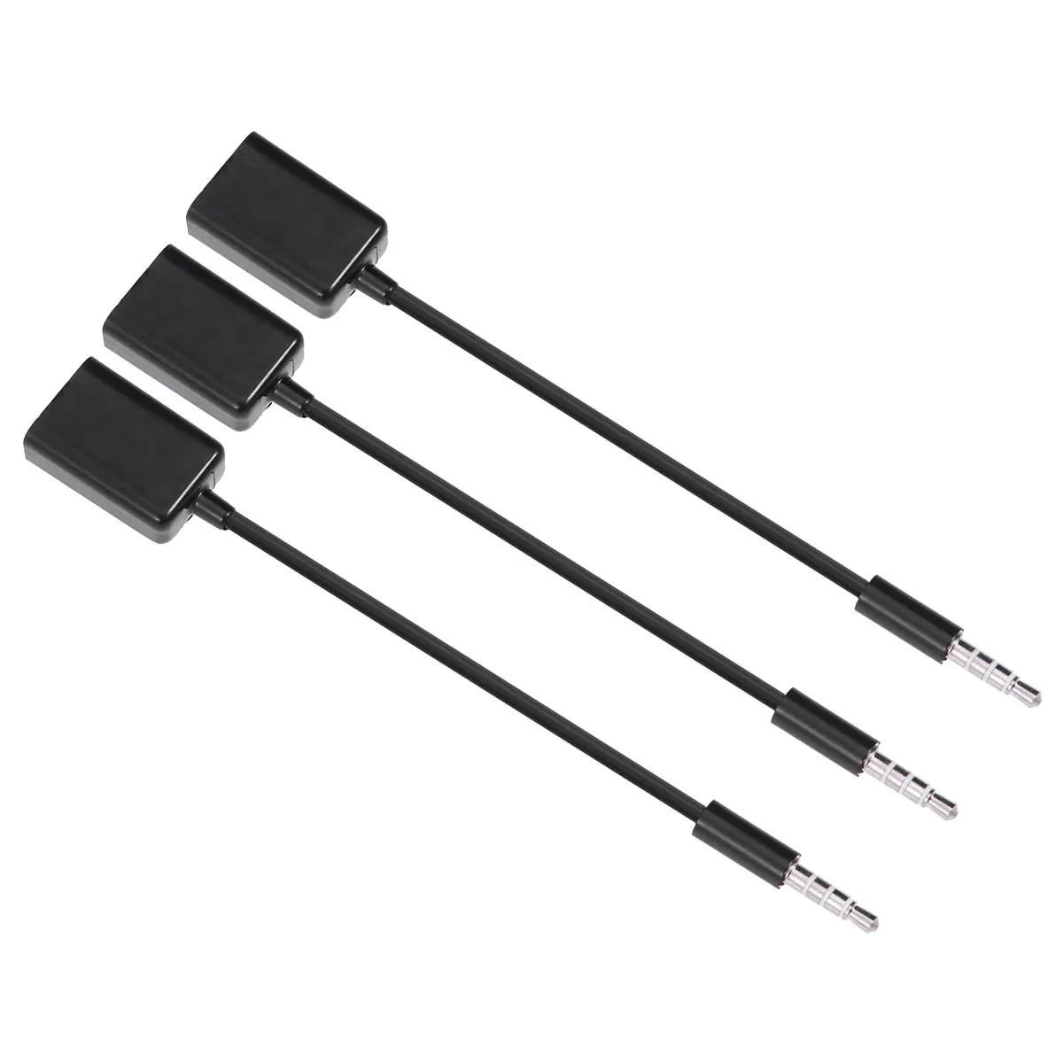 

3pcs Usb Car 12V Vehicle Usb To 3.5Mm For Vehicle Mounted Mp3 Transfer Audio Cable For Aux Cd Player Black Audio Video Cable