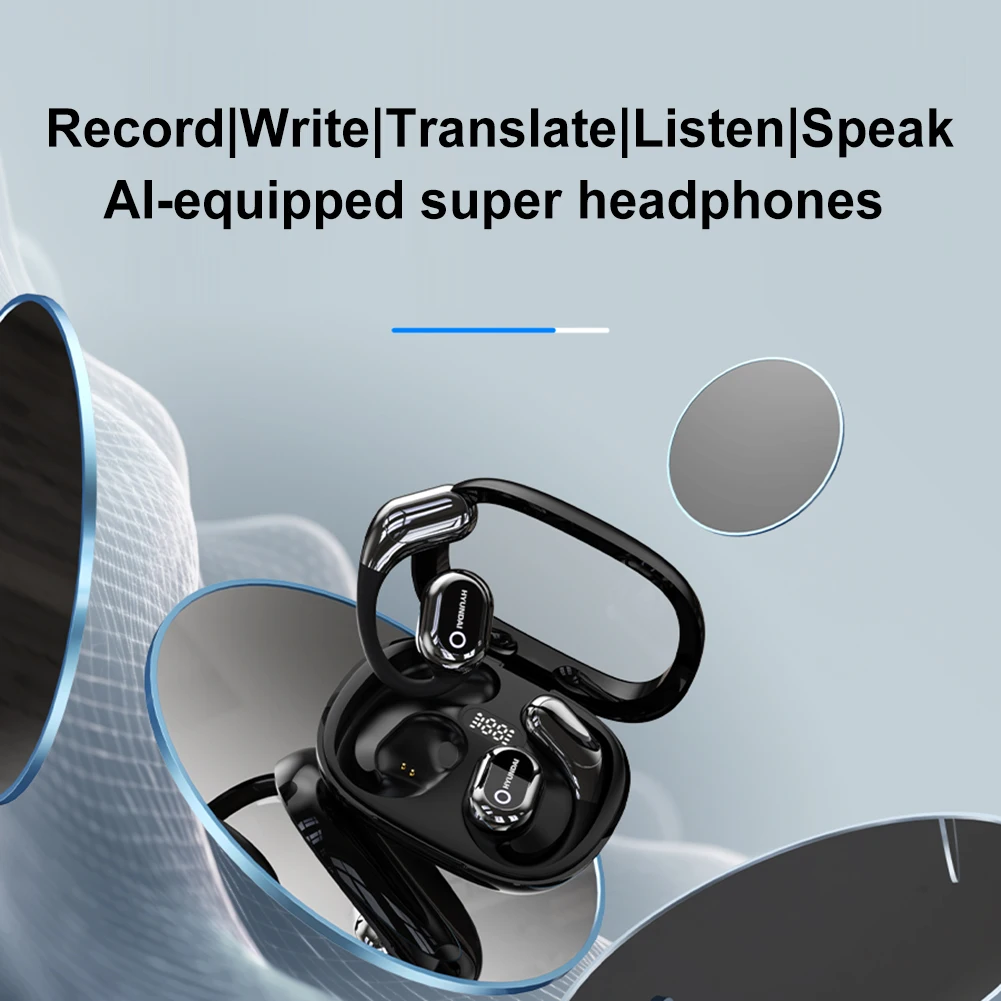 144 لغة AI في الوقت الحقيقي سماعات أذن ثنائية الاتجاه متوافقة مع بلوتوث 5.4 جهاز مترجم سماعات أذن للترجمة لنظام Android وiOS