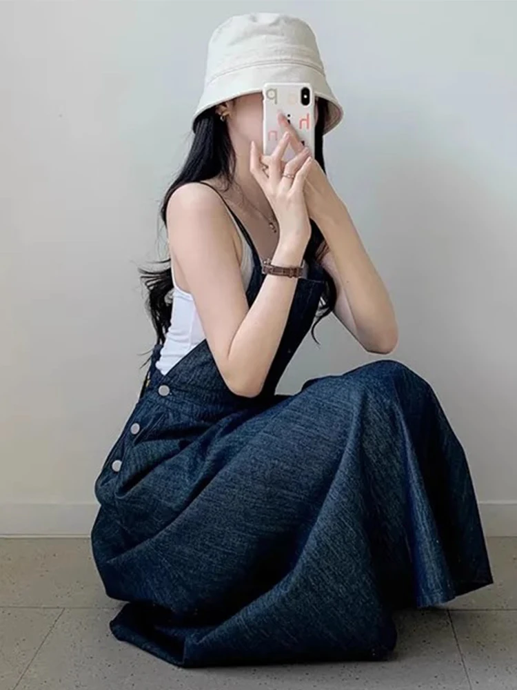 กระโปรงยีนส์ทรงยาวเอวสูงติดกระดุมด้านข้างสไตล์วินเทจชิคสำหรับผู้หญิง แฟชั่นเกาหลี เหมาะสำหรับใส่ไปทำงาน