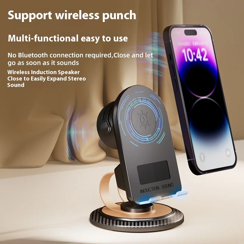 Induction Speaker Cell Phone Holder Multi-functional Wireless Induction Audio Phone Holder for iPhone Android Inductio Playback