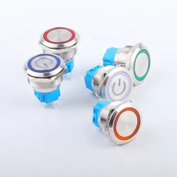 12 / 16 / 19 / 22mm Metal Button Switch Power Button 5V 12V 24V 220V Waterproof Round Button LED Light Self Locking Reset Button