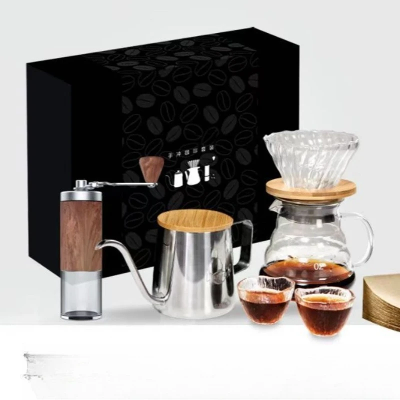 

Hand brewed set Coffee machine Coffee set Gift box Outdoor coffee set machine Bean grinder Hand crank new