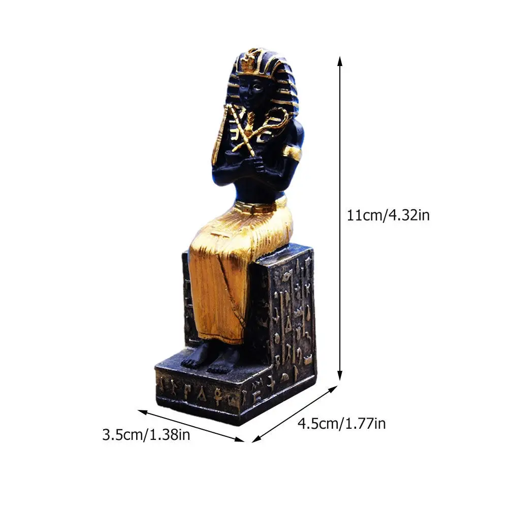 2Pcs Pharaoh Statue Resin Egyptian Sculpture Fine Workmanship Delicate Design Desktop Adornment Space Styling Decor