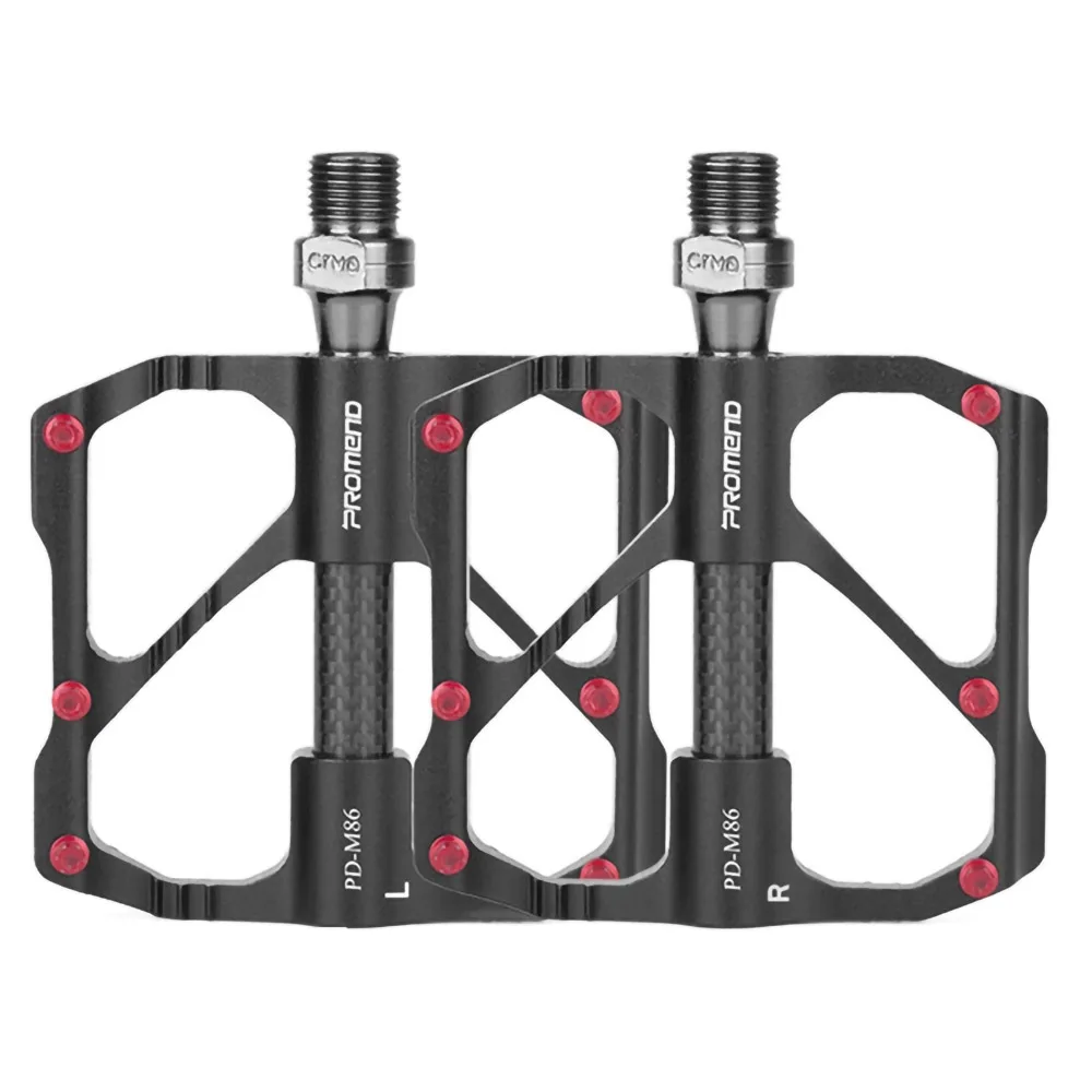Promend Mountain Road Bike Pedals Carbon Axis Core Non-Slip Aluminum Alloy 3 Bearing Flat Wide Pedals Bike Accessories