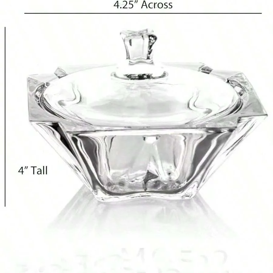 

Glass Candy Dish With Lid, Hexagonal Shape,