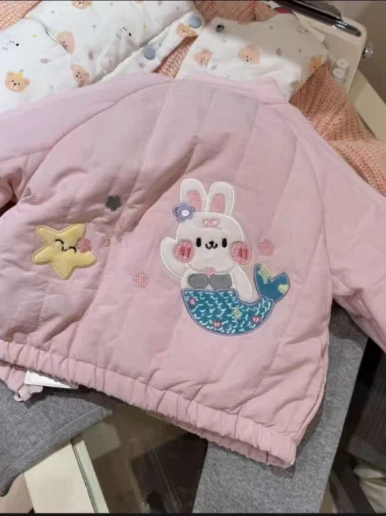 

Thiened Cotton Jaet for Little Girls Cute Cartoon Casual Fce-Lined Winter Outerwear Trendy Girls' Cotton Coat