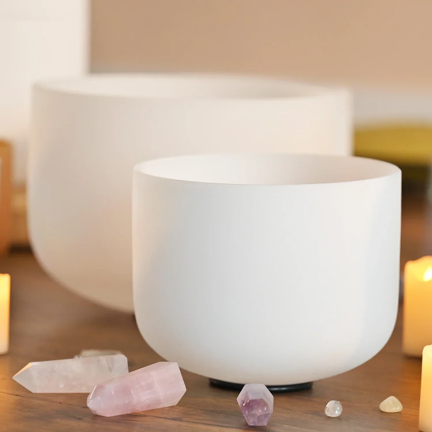 SONDA BEAT 10 inch Large Crystal Singing Bowl 432hz/440hz Frosted Quartz Chakra Sound Balls for Meditation Yoga Sound Healing
