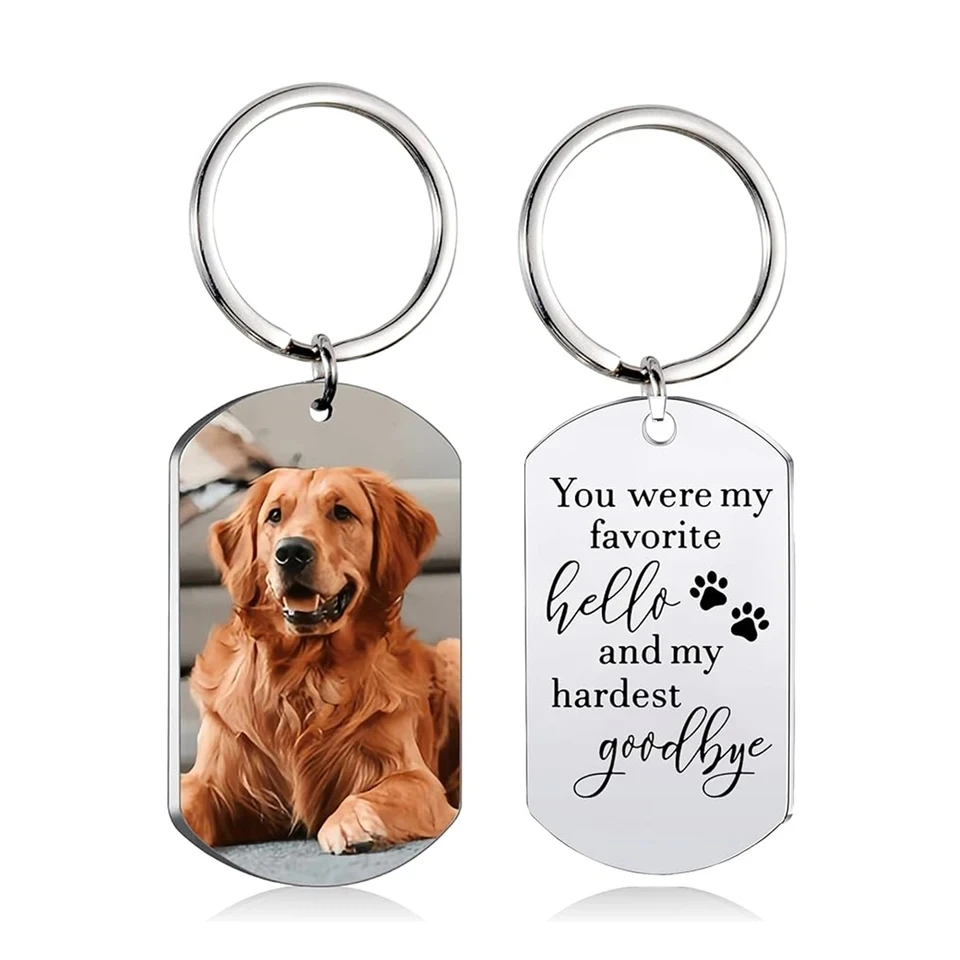 

Custom Engrave Colorful Photo Keychain Stainless Steel Personalized Name Picture Dog Tag Keyrings For Woman Family Jewelry Gift
