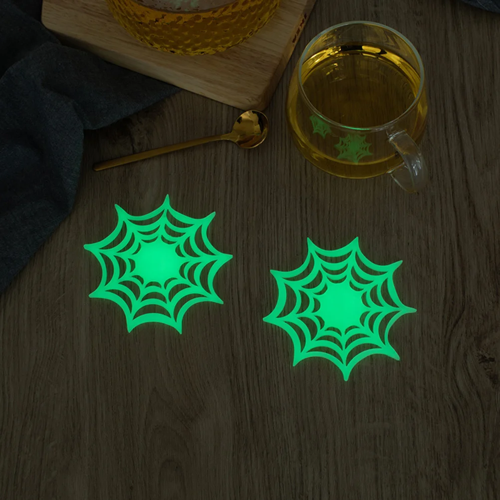 

12pcs Luminous Spider Web Table Mat Hollow Silicone Trivet Heat Insulation Pad Non-Slip Kitchen Protector For Casserole