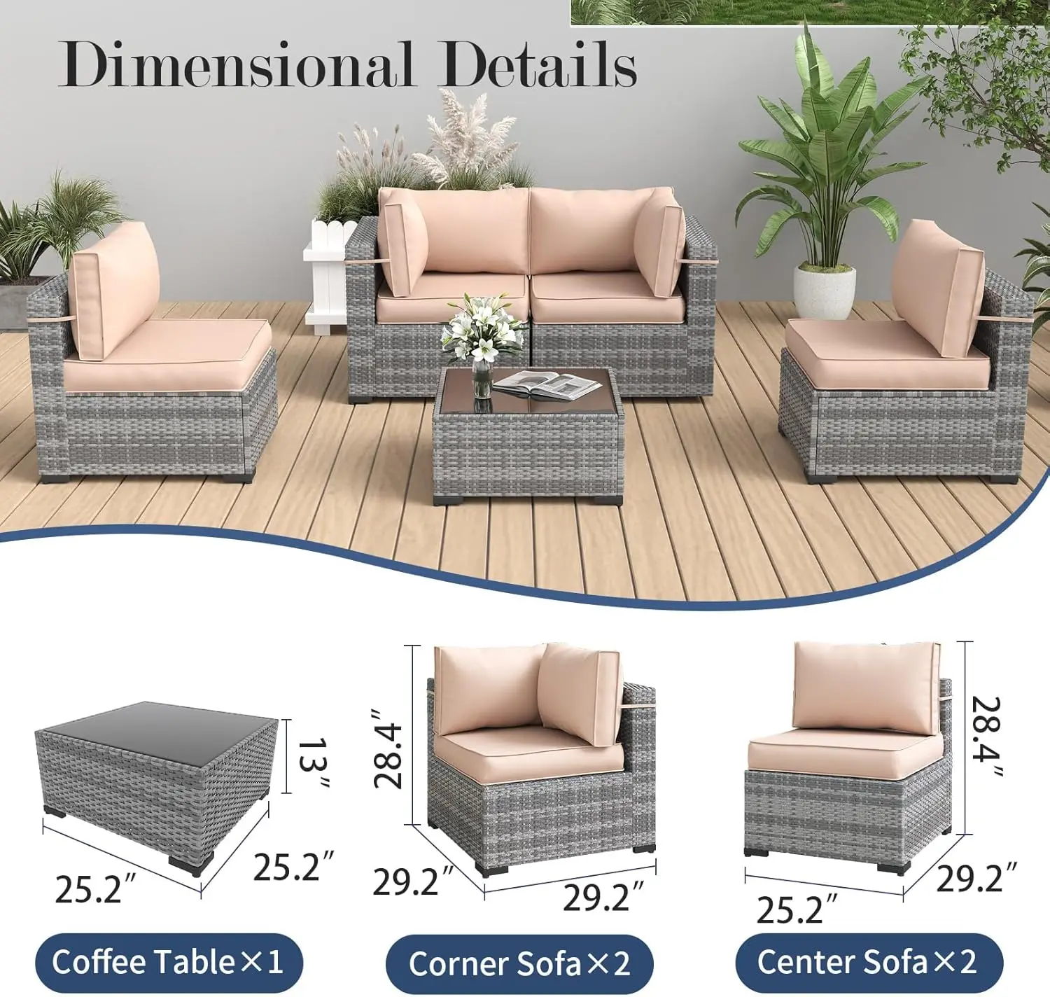 Outdoor Patio  Wicker Furniture Couch Set,Outdoor Sectional Sofa with Patio Furniture Cover, Outdoor Patio Set for Porch