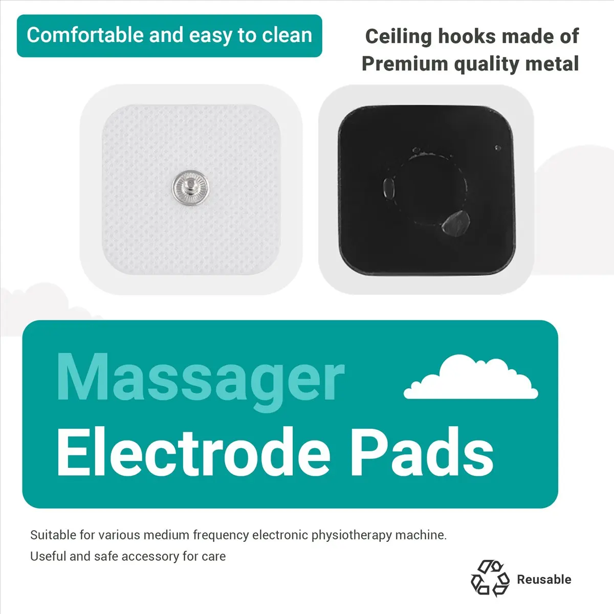 

AD12 30Pcs 4X4cm Electrodes Electrode Pad Self Adhesive Electrode Patches for TENS Therapy Machines Physiotherapy