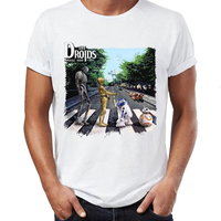 Brand New Men T Shirts 100% Cotton Driod Imperial Road Abby Road R2D2 C3PO Game Awesome Artwork Print Tee Shirts Oversize Tshirt
