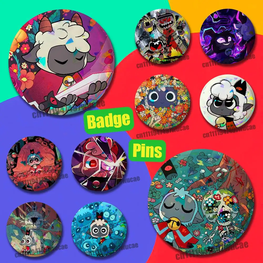 For Game Cult Of The Lamb Badge Case DIY Pin Insignia Emblem Round Gift Cosplay Laser Film Cover