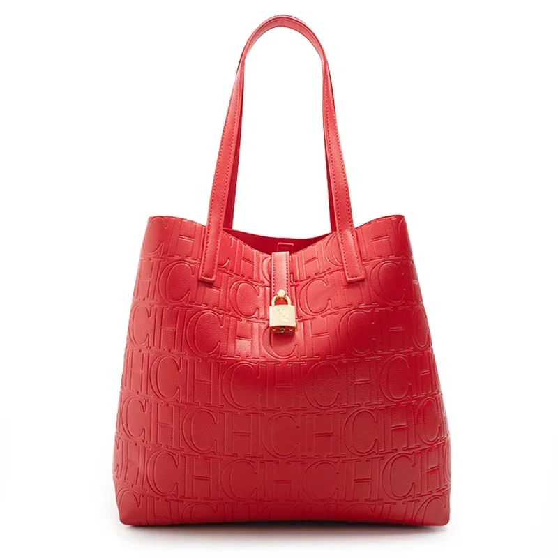CH Fashion Multifunctional Crossbody Bag Simple StyleLarge Capacity Letter Printing Solid Color Design Portable Women's Handbag