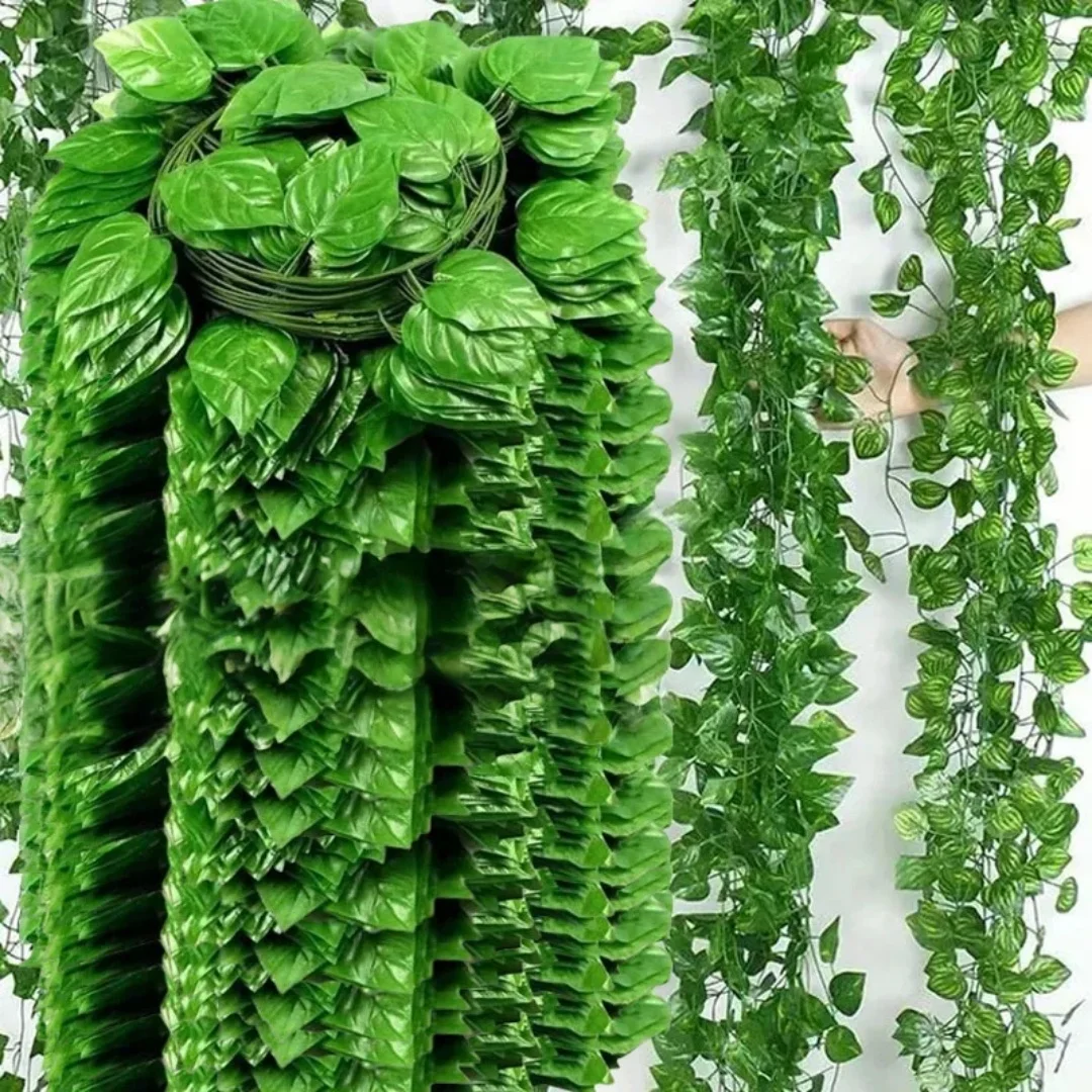 

Artificial Green Ivy Leaf Rattan Creeper Leaves Vine Hanging Garland DIY Fake Flowers Plants for Garden Wedding Party Home Deco