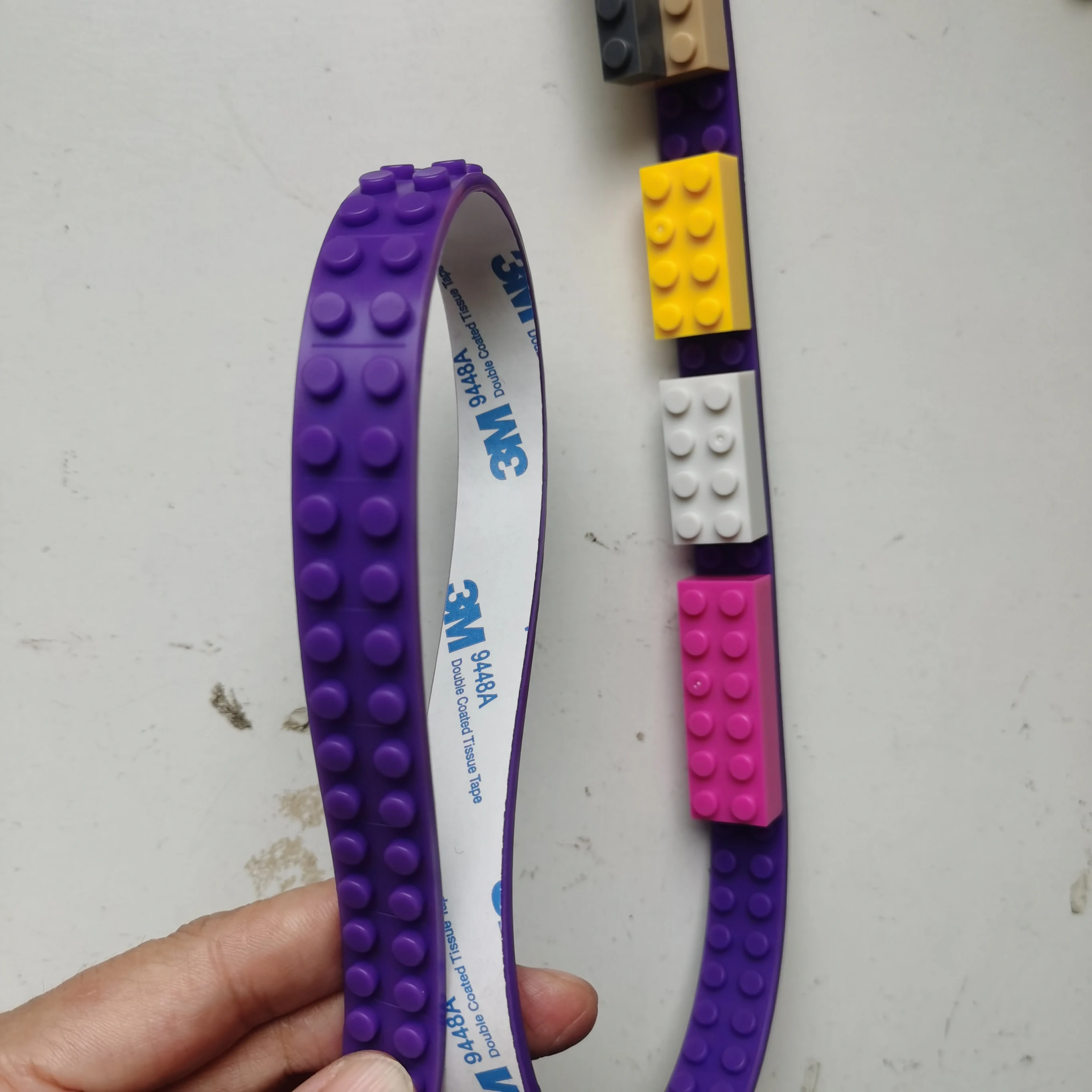 Kletterwand-Blockband, kompatibel mit LEGO, 92 cm, 2 x 115 Noppen, Silikon, zum Schneiden, Kleben, Waschen, für kreatives DIY-Spielzeug für Kinder – Detail 4