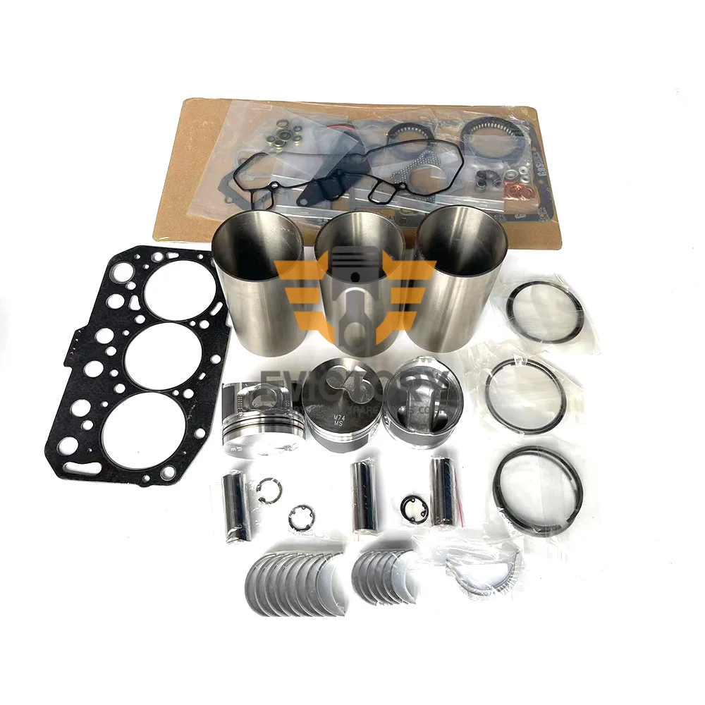 for Yanmar 3TNM74 Cylinder Head Assy Rebuild kit Overhaul Gasket Bearing kit +Piston Ring Liner