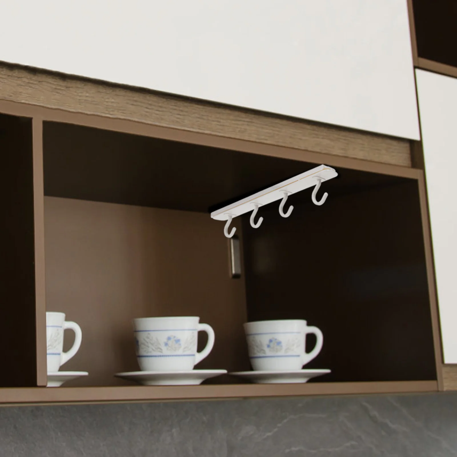 

Retractable Punch Free Sliding Hook Kitchen Holder Under Cabinet Organizer Space Saving Cup Rack Sliding Hook Kitchen Hanger