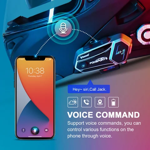 2 шт. Мотоциклетная гарнитура Fodsports M1-S AIR, шлем Bluetooth-гарнитура, 4 гонщика.