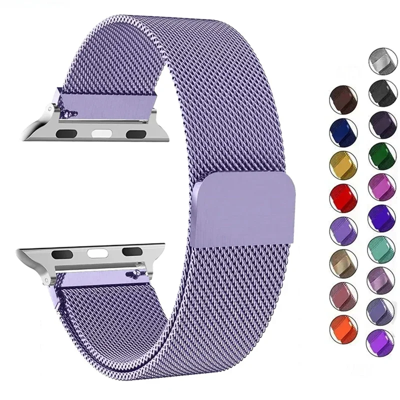 Bucle milanés para correa de reloj apple Ultra-2 49mm 45mm 44mm 41mm 40mm pulsera de Metal para correas de reloj apple serie 9 8 7 6 5 4 SE