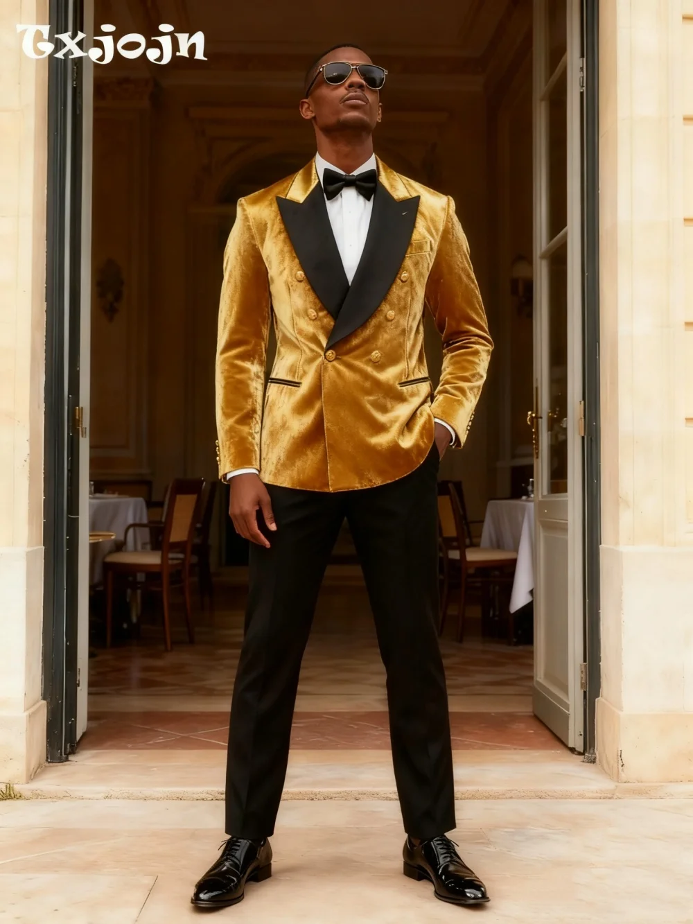 

Gentlemanly Velvet Men's Suit Set For Wedding Christmas Business 2026 2PCS Classic New Year Men's Suit Customized Trajes Para Ho