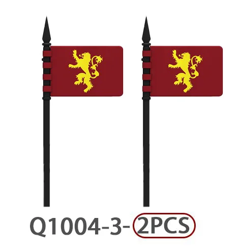 MOC Mittelalterliche Burg Ritter Flagge Bausteine Grüner Drache Soldaten Zubehör Löwe Adler Armee Bausteine Spielzeug Kinder Geschenk