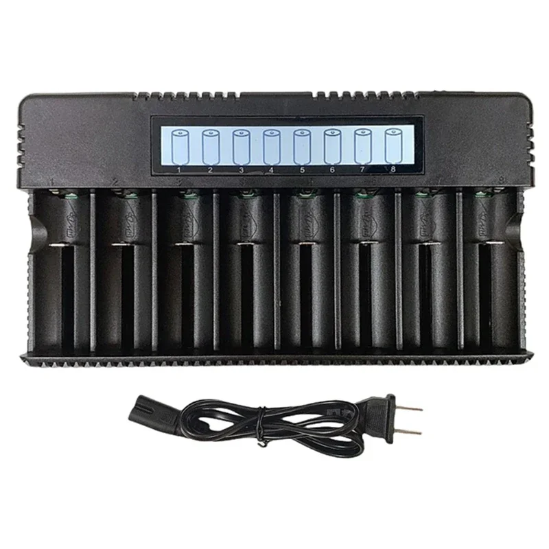 LCD Display 8-Slot 18650/26500 Battery Charger 3.7V Lithium Battery Ni-MH Ni-Chrome 1.2V 1.5V Battery Charger US-Plug Durable