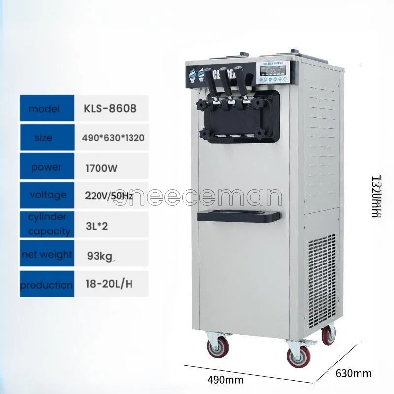 آلة آيس كريم ناعم القوام بثلاث نكهات آيس كريم كهربائي آيس كريم تجاري أوتوماتيكي لسطح المكتب