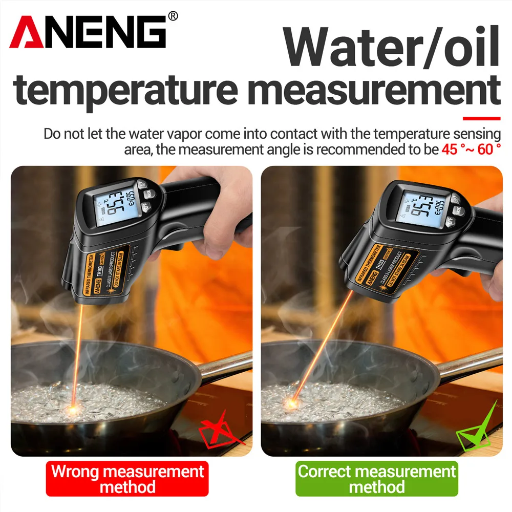 ANENG TH103 infrared thermometer laser Class II Laser  Temperature Sensor Testers Gun -20°C~380℃ Industrial Thermal Tube Testing