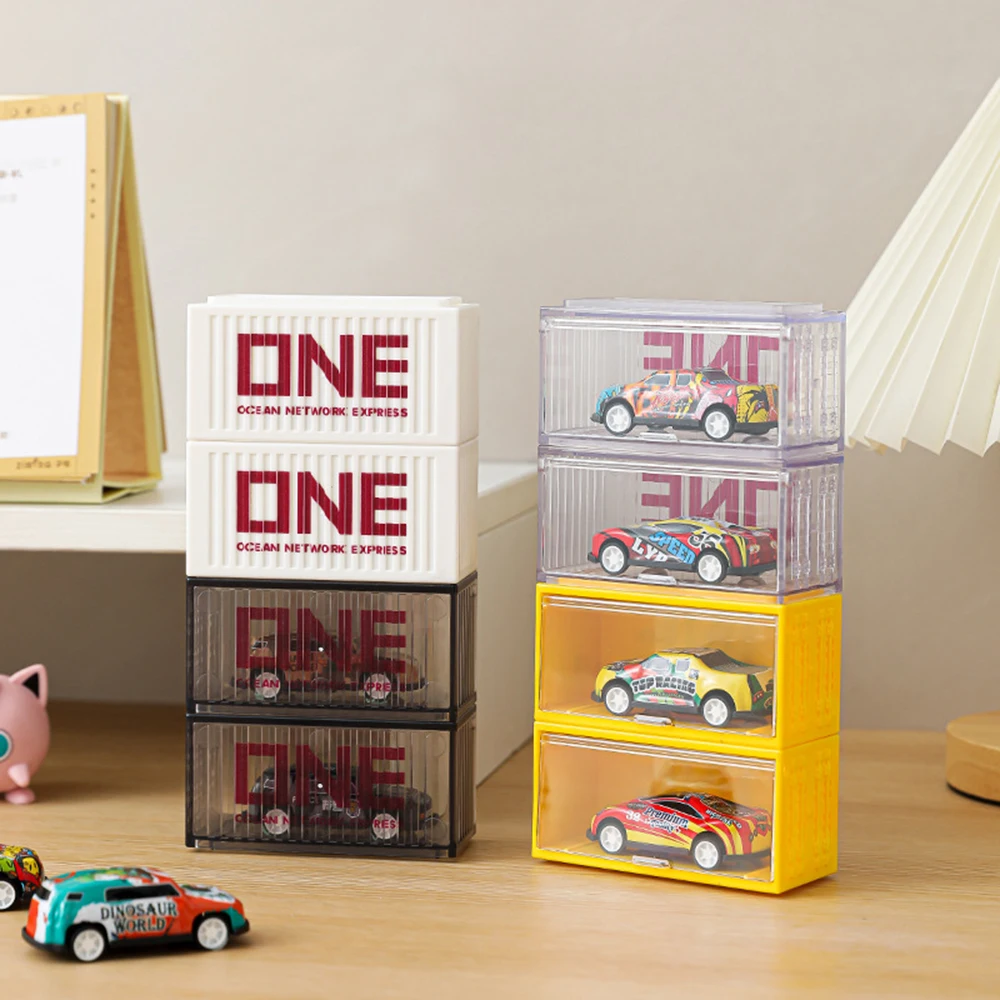 1:64 Car Model Storage Box 5pcs - Dust-proof DIY Combination Container, Toy Figure Display Stand for Collection