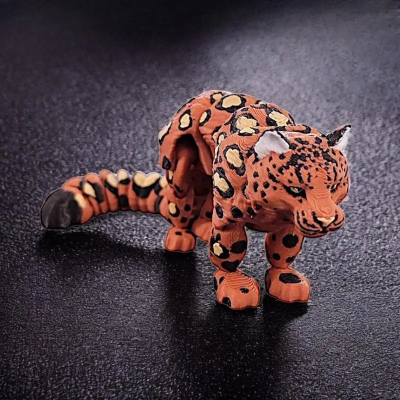 New Multi-joint Movable Animals Figurine Miniatures 3D Printed Snow Leopard Model Simulation Home Decoration