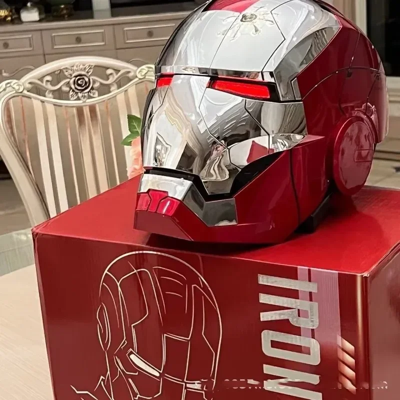 Marvel Iron Man Autoking 1/1 Mk5 Helmet Remote And Voice Control Iron Man Automatic Helmet Mask With Led Light Boys Toy Gifts