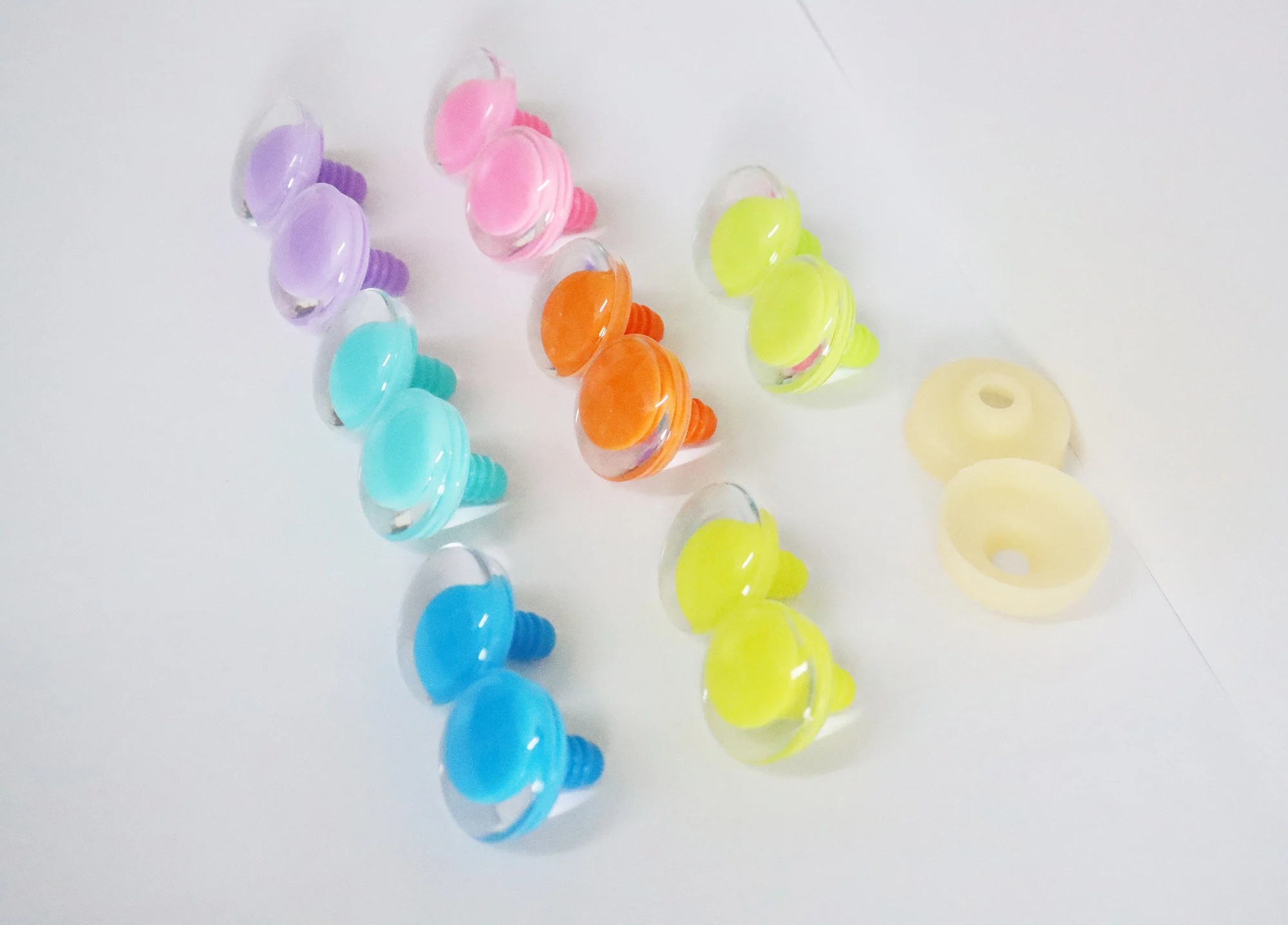 20pcs 7colors option 25mm 30mm 3D Comical round gliter toy eyes with hard washer for diy plush doll findings