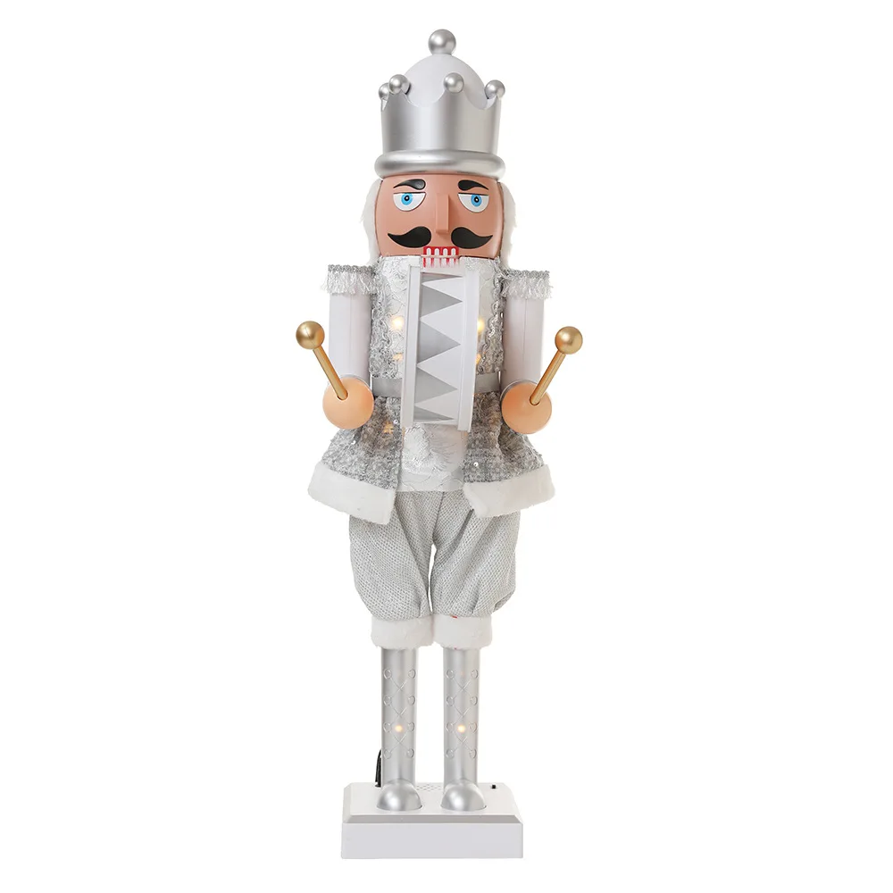 

New Nutcracker soldier ornament with light and music window desktop decoration creative snow telescopic doll