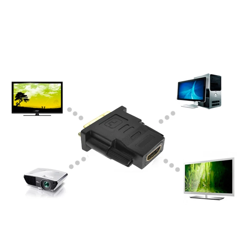 Gold Plated Plug Male To Female DVI Converter 1080P For HDTV Projector Monito DVI 24+1 To HDMI-compatible Adapter Cables