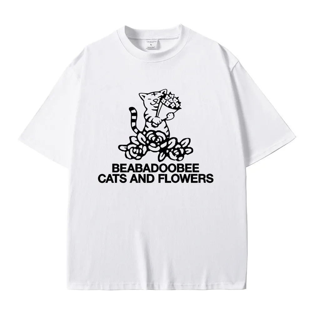 

Beabadoobee Cats and Flowers Funny Meme T-shirt Men Women Clothing Fashion Casual Oversized T Shirt Male Vintage Cotton T-shirts