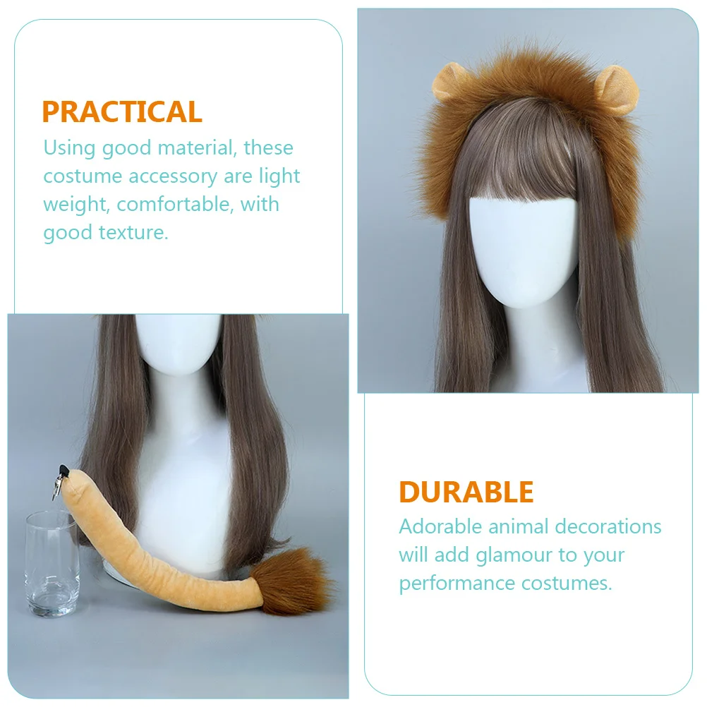 Lion Headband Cool Gadgets for Teens Animals Cosplay Supplies Prop Accessories Party Costume Accessory Ear Tail