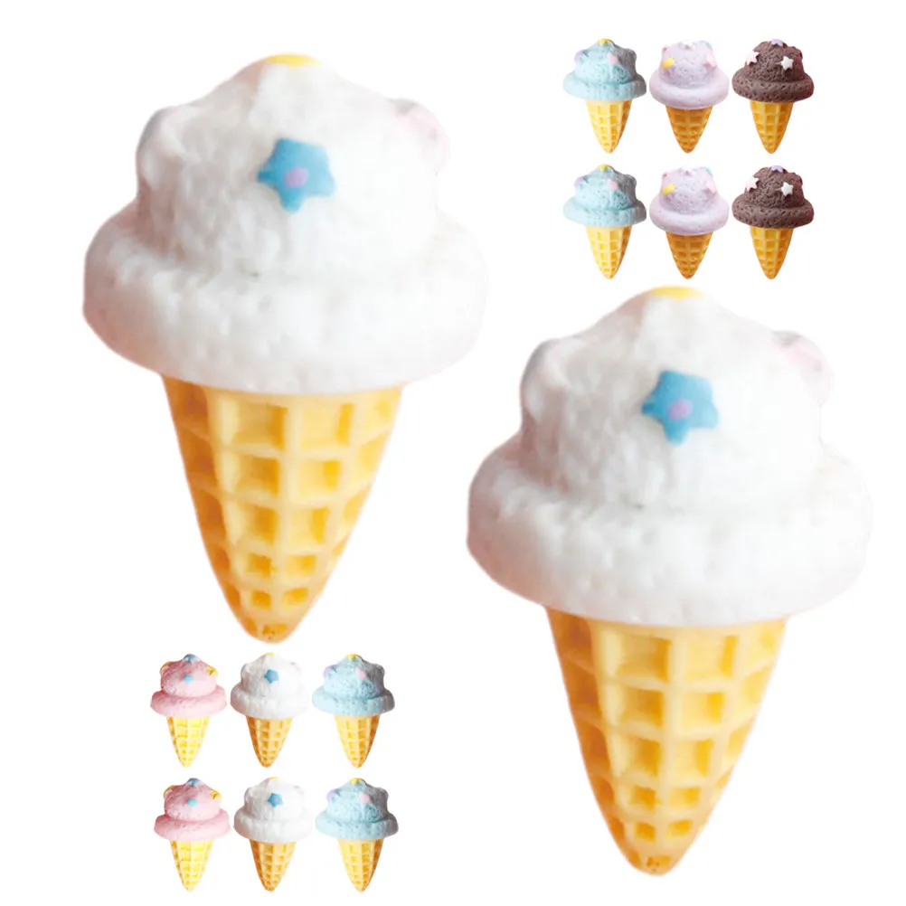 

16Pcs Simulation Ice Cream Cone Fake Artificial Ice Cream Bright Color Decorative Display Prop for Dessert Shop Photo Scene