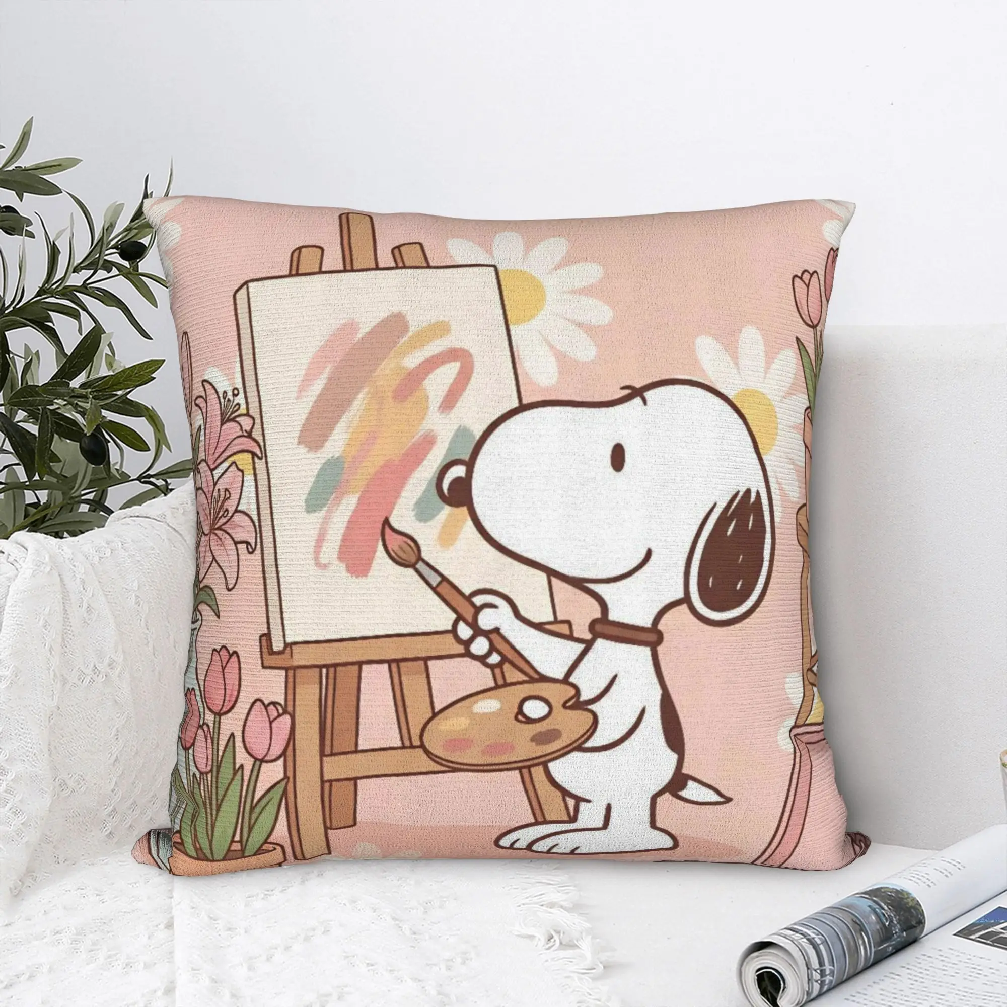 Drawing Cute S-Snoopys Square Pillow Covers Polyester Bed Car  Cushion Case Creative Decorative Pillow Cover 40*40